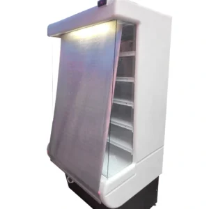 Vitrina vertical abierta tipo autoservicio de 1m en color blanco, de la marca Hussmann, voltaje 220.